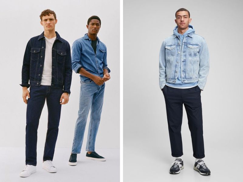 Phối đồ đi xem phim nam cùng áo khoác denim