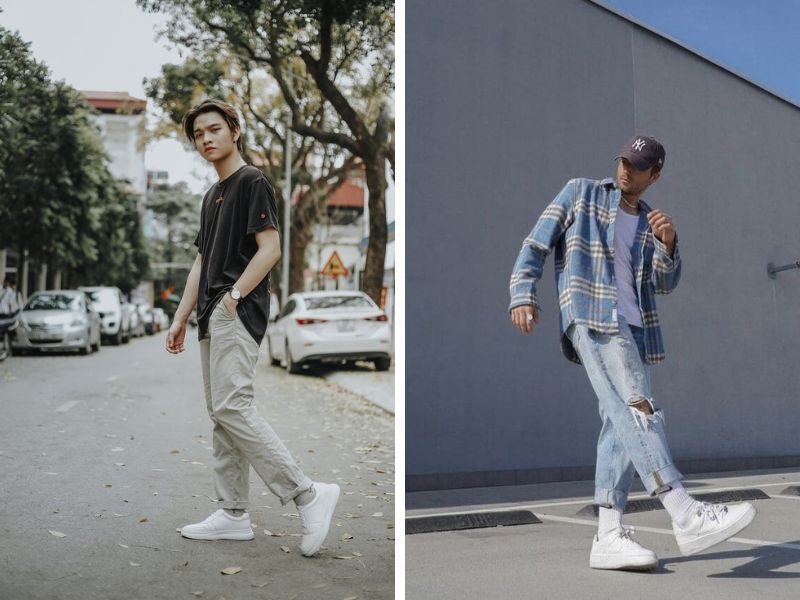 Phối quần baggy cùng giày Nike