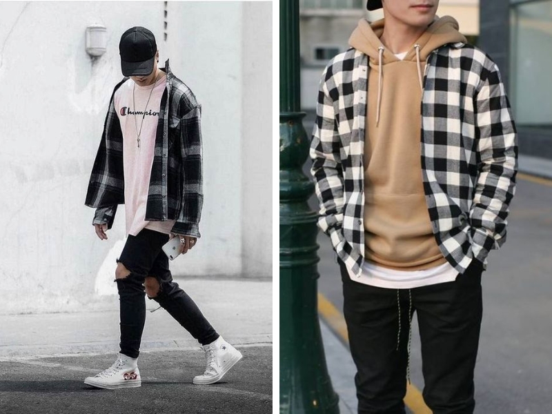 Năng động cùng cách phối đồ layer với áo khoác flannel