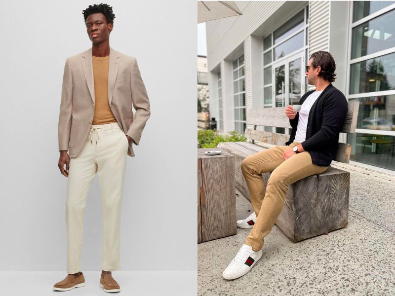 Cách phối quần kaki với áo thun và áo Blazer tạo phong cách “công sở" trẻ trung, năng động và hiện đại 