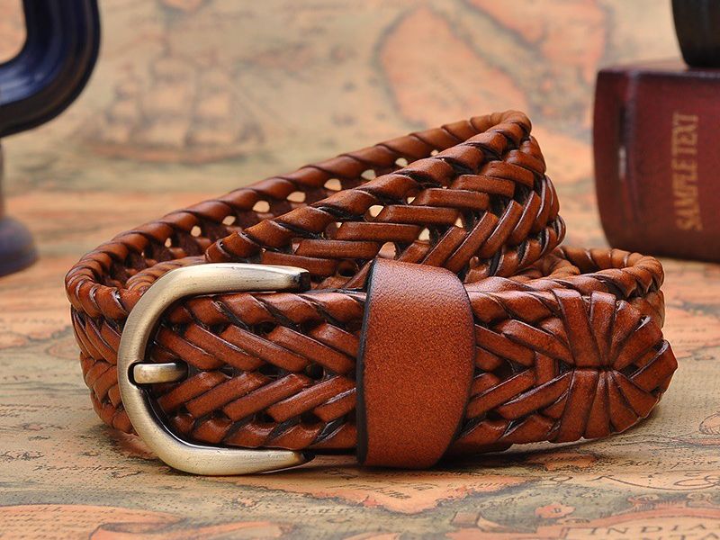 Thắt lưng da đan Perry Ellis nam giới Hàn Quốc