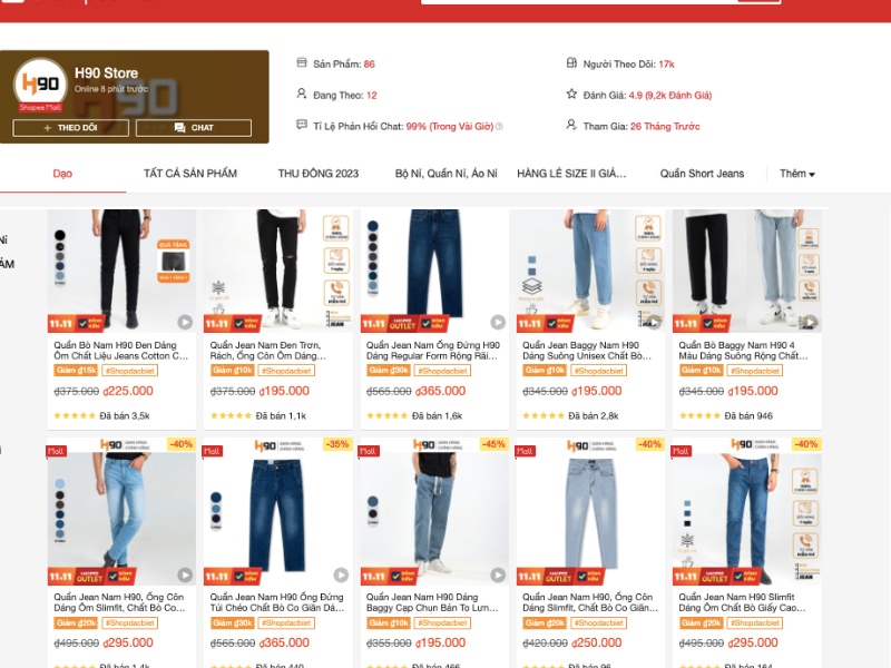 H90 Store - Shop bán quần jean nam basic trên shopee nổi tiếng