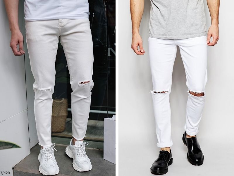 Ưu tiên lựa chọn giày màu đen hoặc trắng để kết hợp cùng quần trắng