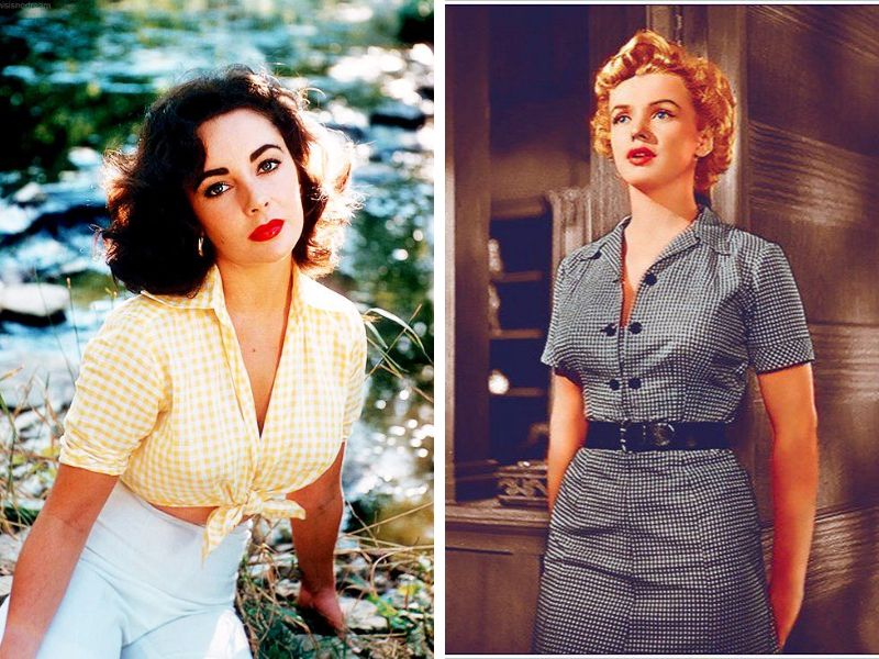 Elizabeth Taylor và Marilyn Monroe trong trang phục Gingham