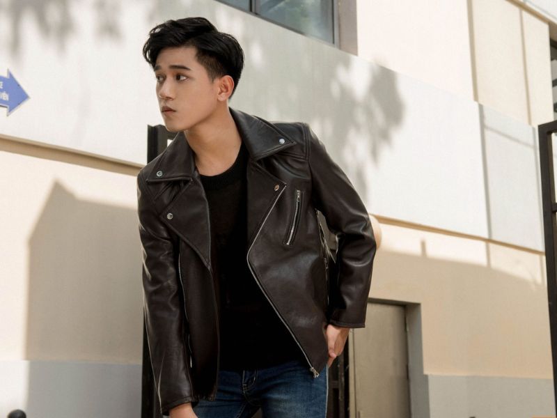 Mẫu áo khoác da nam coat biker