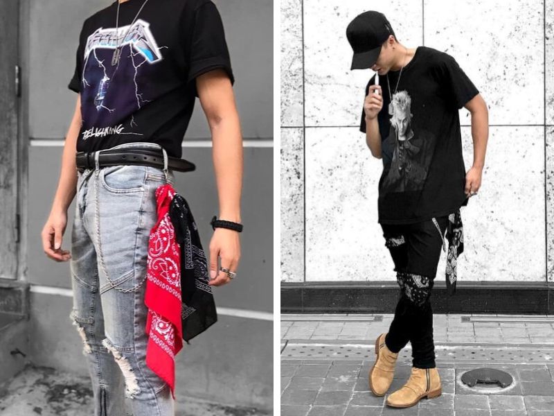 Buộc khăn bandana ở bên hông quần jeans