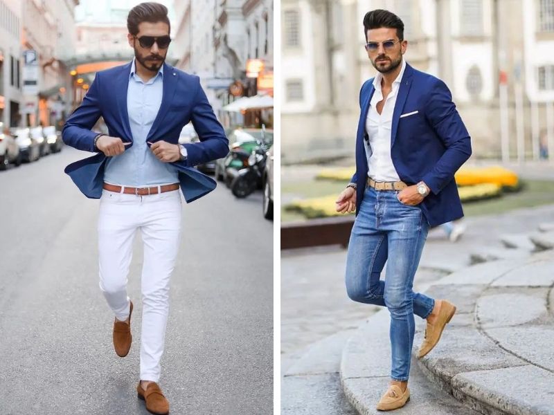 Mix áo vest nam với quần jeans nhiều sắc màu tươi sáng