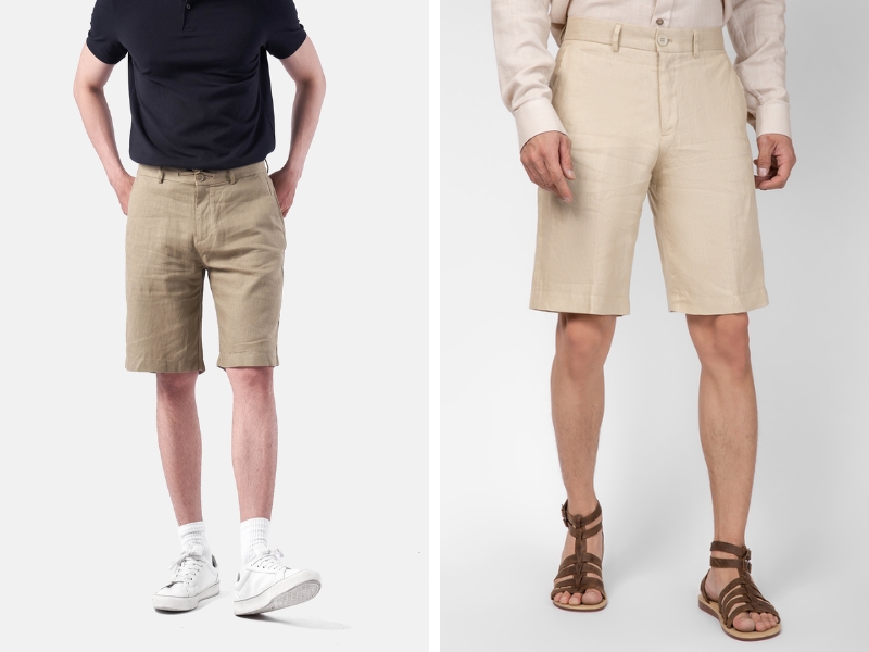 Quần short nam linen bột