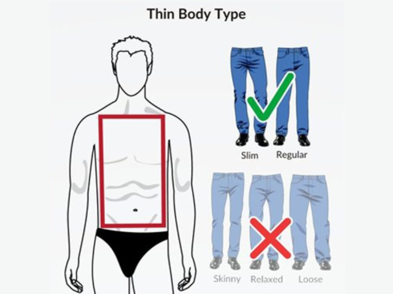 Cách chọn quần jean cho nam theo dáng người gầy – dáng người hình chữ nhật