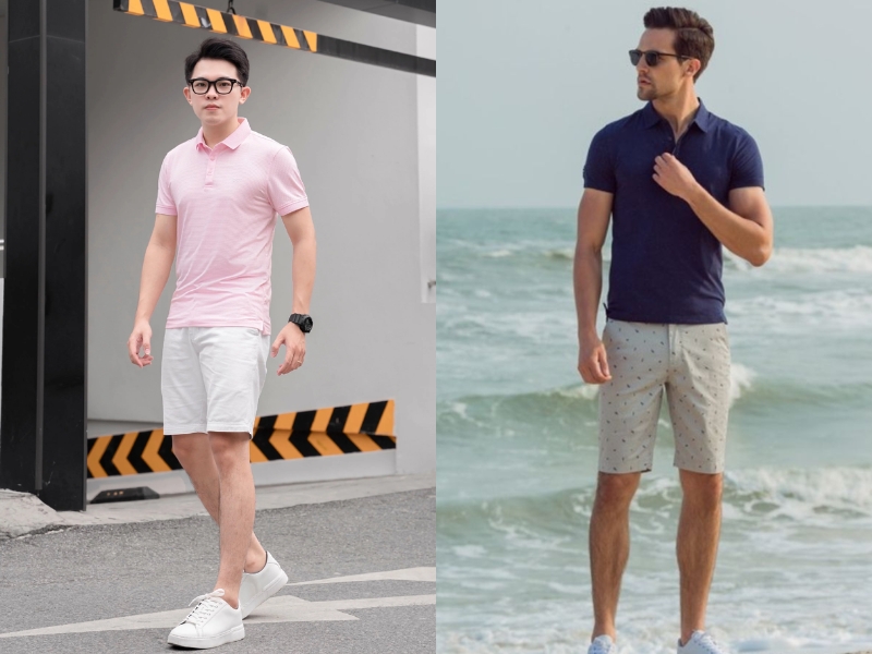 Phối đồ cho nam khi du lịch Châu Âu mùa hè với áo polo và quần short kaki