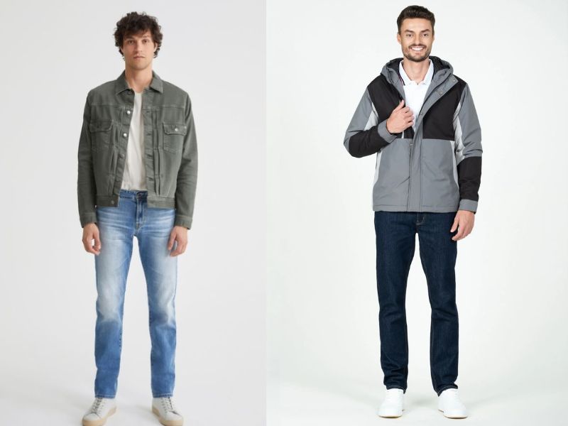 Bản phối thời thượng quần jean phối với áo jacket 