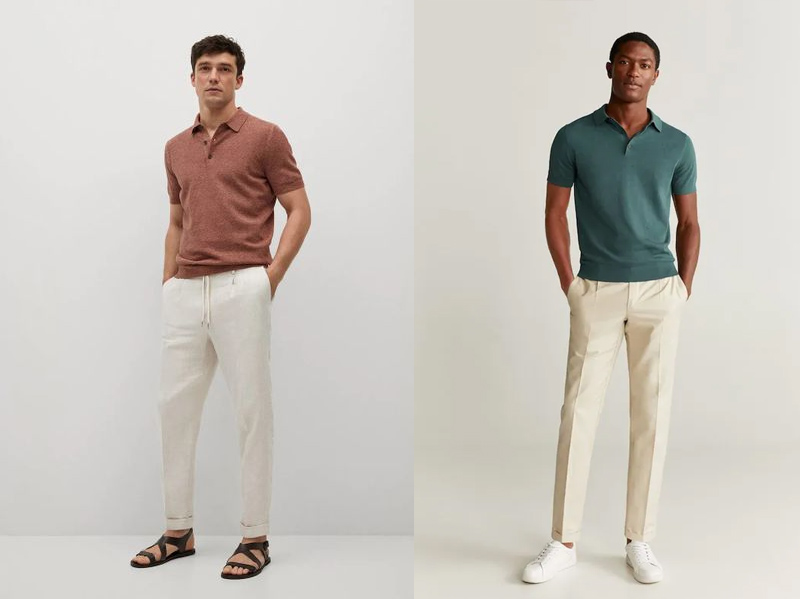 Phối áo polo nam tính với quần chinos