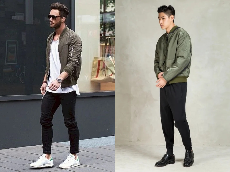 Phối áo khoác bomber và quần jogger cho nam khi du lịch Châu Âu mùa hè