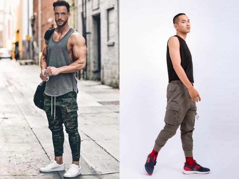 Bản phối quần jogger cùng áo tank top mang lại vẻ ngoài khỏe khoắn và vạm vỡ, “đốn gục" bao nhiêu cô nàng