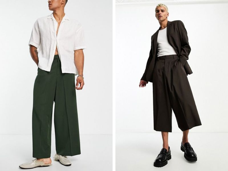 Quần culottes ống rộng nam         