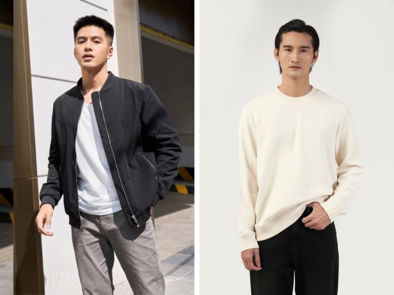 Áo gió lót lông cừu phối cùng áo sweater