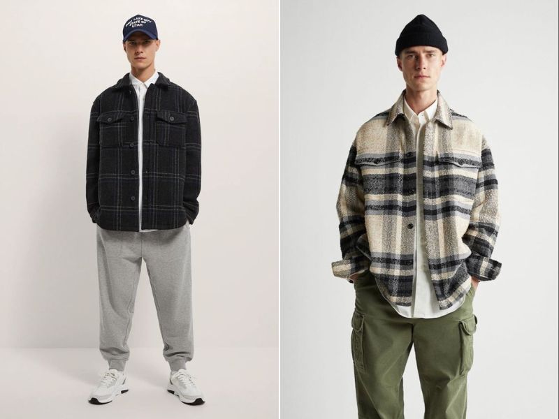 Phối đồ với áo flannel nam cùng áo sơ mi 