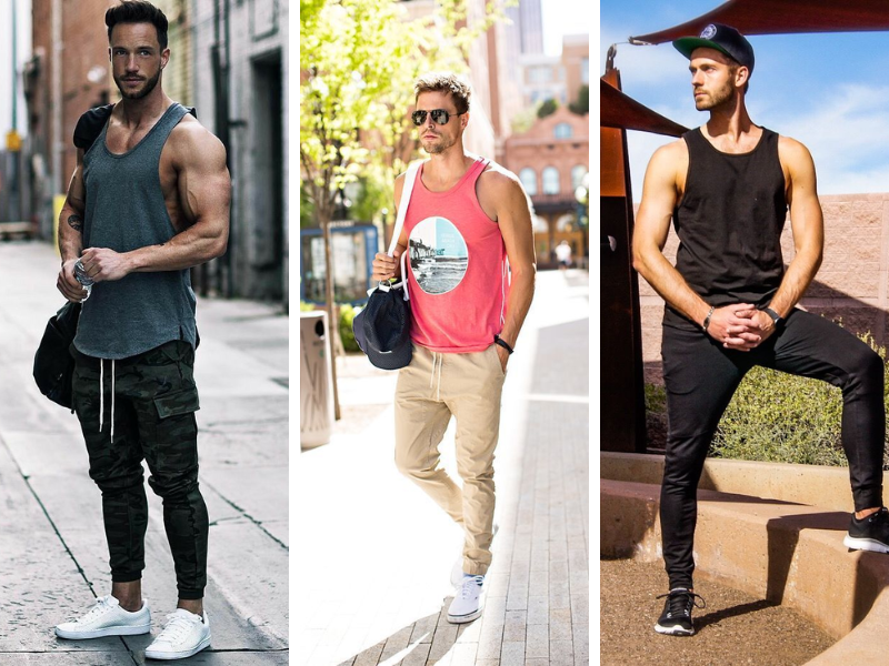 Mix áo tanktop với quần jogger nam năng động 