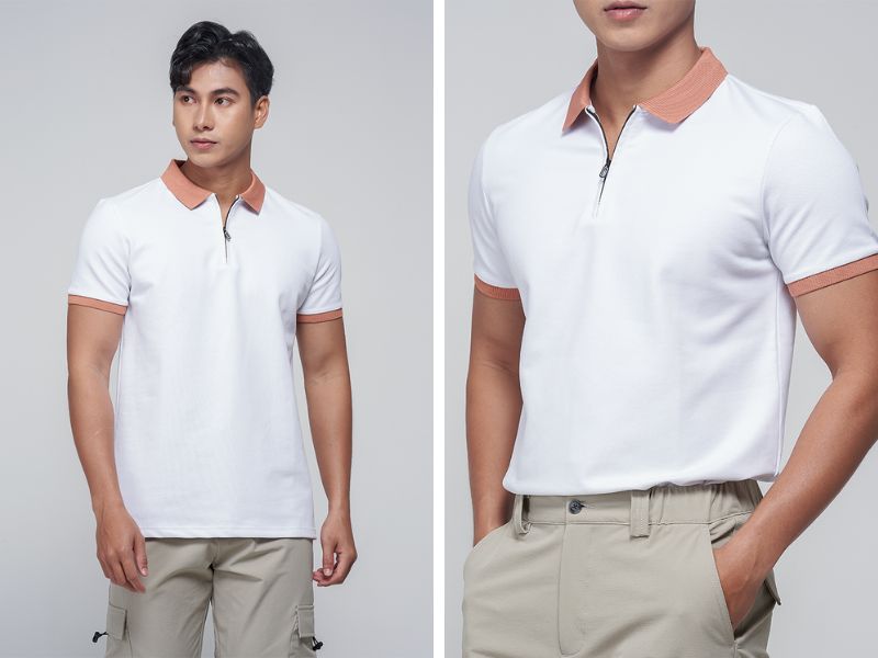 Áo Polo trung niên phối quần short thoải mái