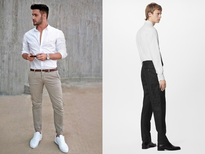 Mix giày Louis Vuitton cùng áo sơ mi trắng