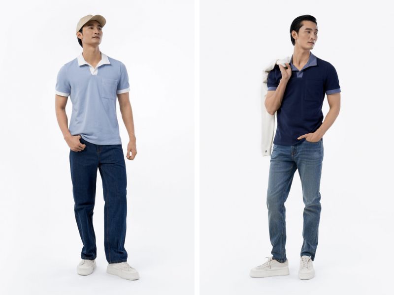 Phối đồ áo polo có túi với quần jean