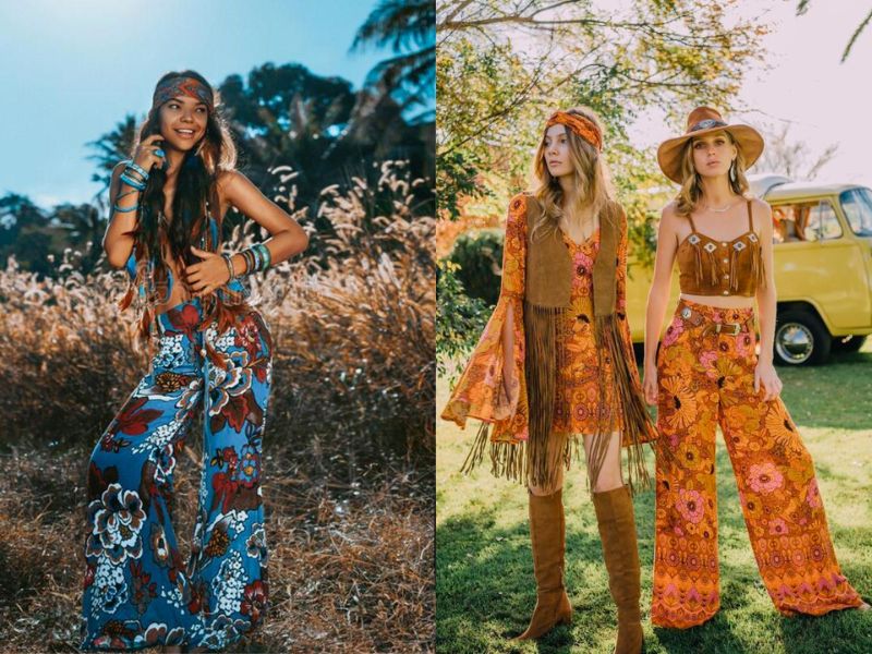 Thời trang thập niên 70 với phong cách hippie cho nữ 