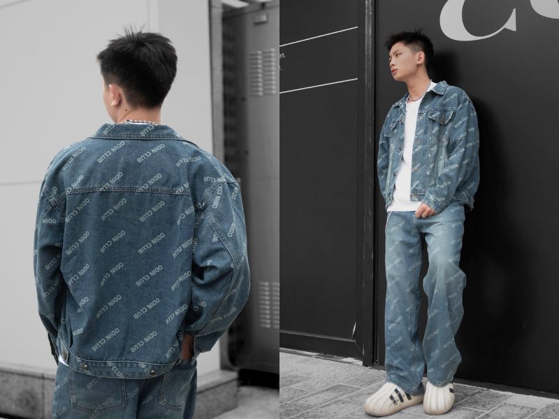 Denim jacket local brand giá rẻ Odin Club họa tiết monogram cá tính