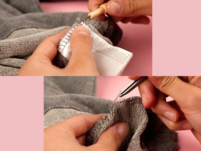 Use A Thread Remover To Remove The Stitching On A Clothing Tag.