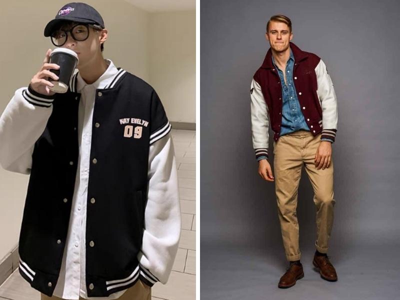 Phối đồ với Varsity Jacket nam cùng áo sơ mi thanh lịch