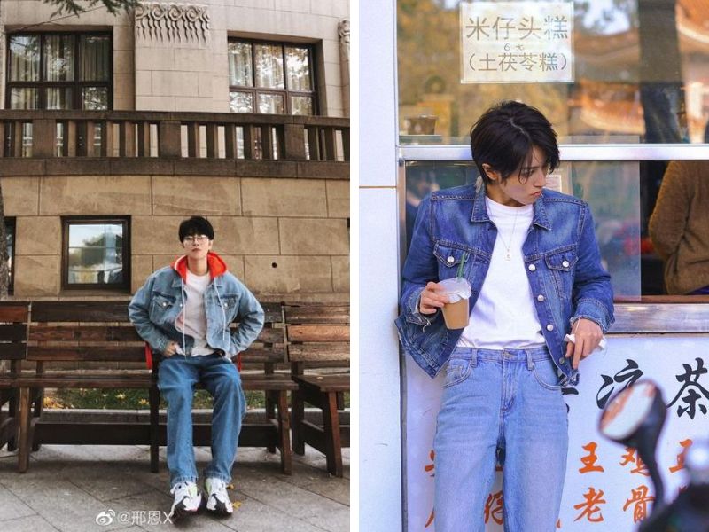 Quần Jeans phối áo denim cá tính