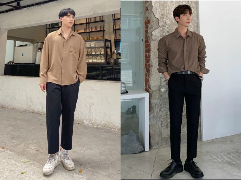   Mix Brown Shirt And Trousers