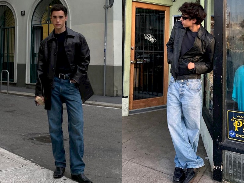 Phối áo khoác da nam cùng quần jeans chuẩn phong cách Dolce & Gabbana