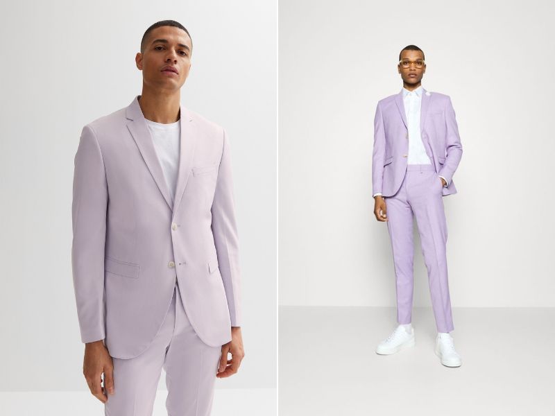 Diện nguyên một cây suit cá tính màu tím lilac