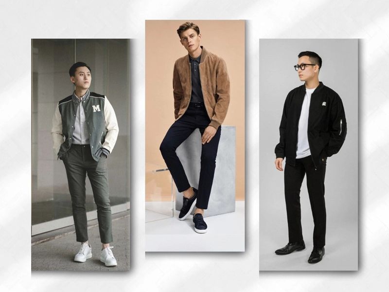 Kết hợp áo khoác kaki bomber với áo thun và legging