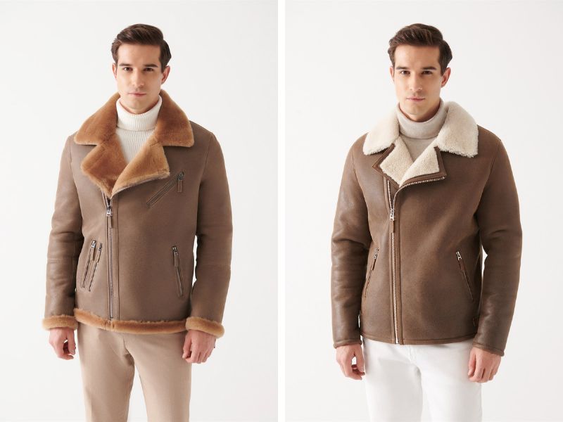 Shearling jacket cổ vest