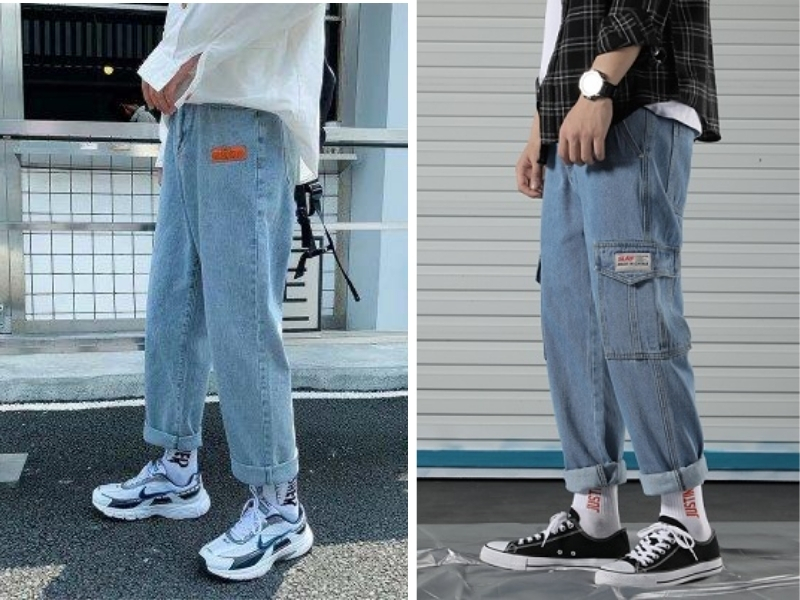 Quần Jeans ống rộng xắn gấu muốn đẹp thì phần lai xắn phải có độ dài phù hợp