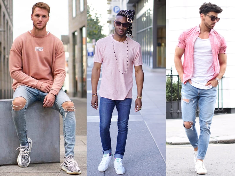 Kết hợp màu hồng pastel cùng màu xanh denim