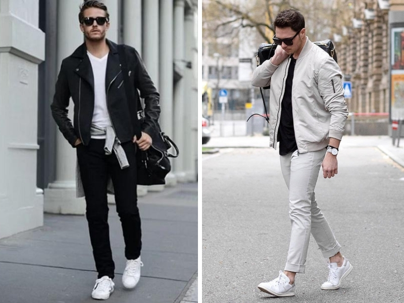 Phối đồ đi tiệc với jacket, quần jean và giày sneaker mang lại sự sang trọng, thanh lịch