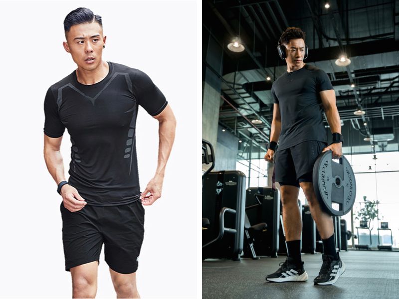 Kết hợp áo thun body nam và quần short tập gym