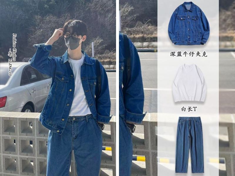 Áp dụng công thức denim on denim đi Măng Đen