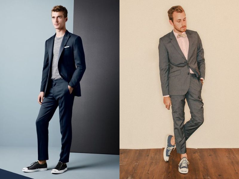 Mix giày Converse cổ thấp nam với bộ suit sang trọng