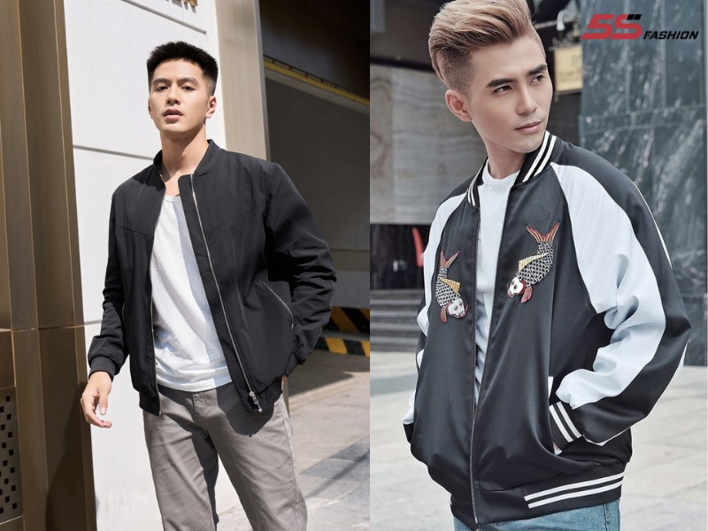 Kết hợp áo thun trắng cùng áo khoác bomber cool ngầu