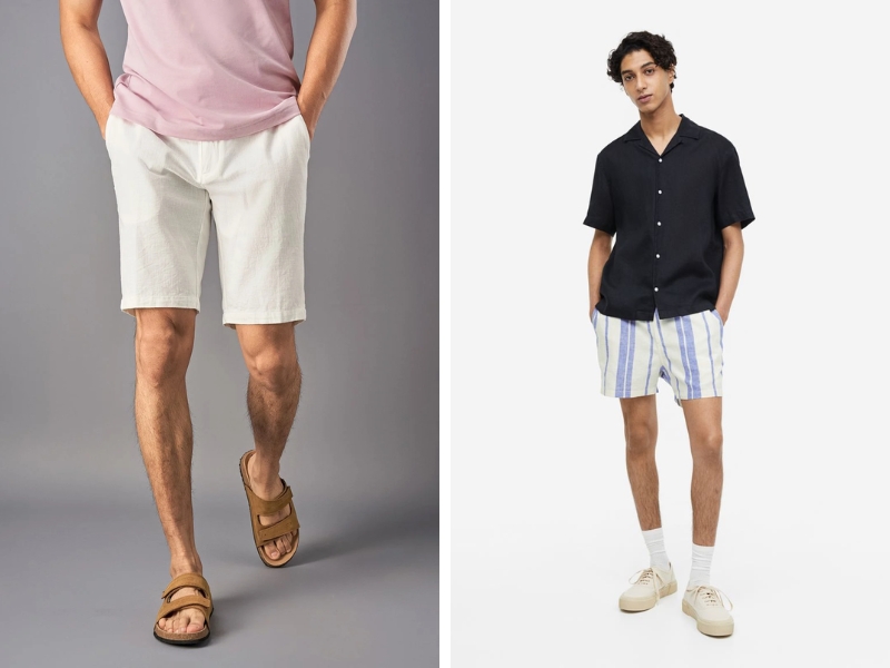 Quần short nam linen đũi