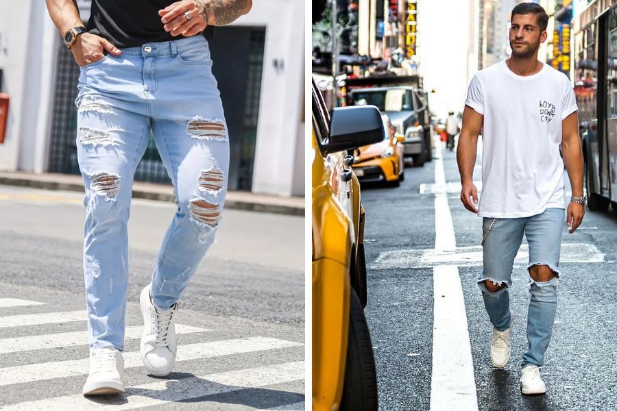 Quần jeans rách hiện vẫn đang là xu hướng được người trẻ sử dụng