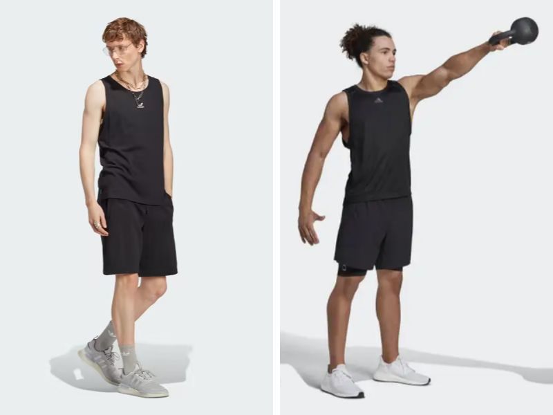 Quần short và áo tank top phối với giày Adidas Ultra Boost nam 