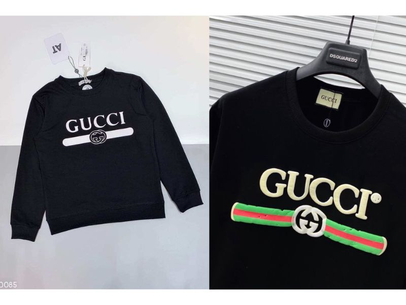 Áo thun đen tay dài Gucci với họa tiết độc đáo, mới mẻ 