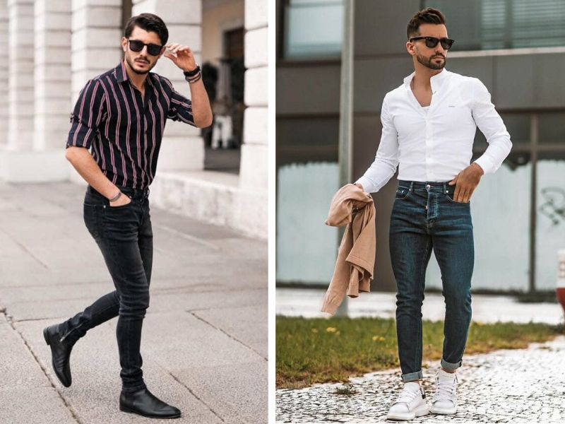 Phối áo sơ mi với quần jeans là lựa chọn của nhiều quý ông