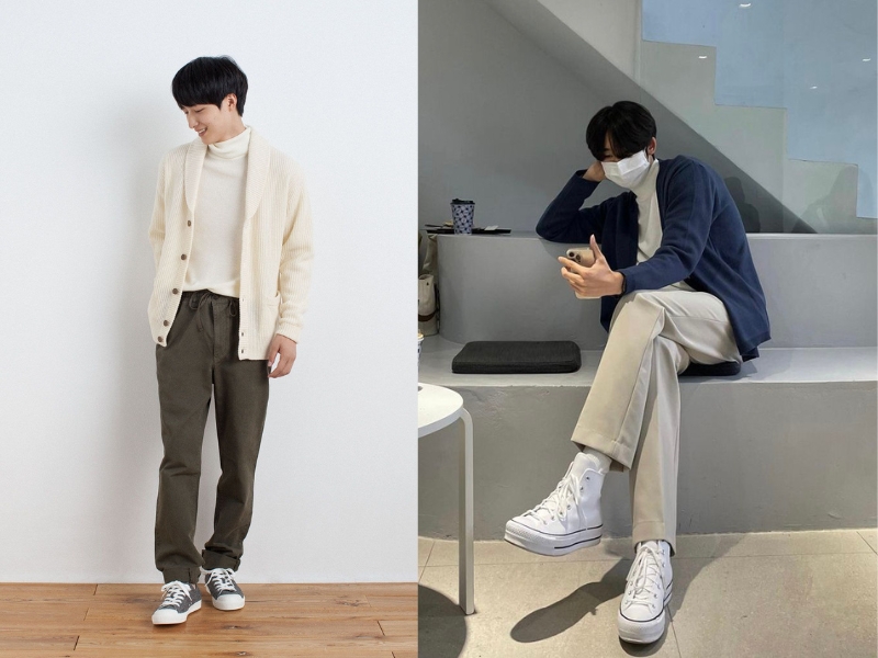 Phối đồ với áo cardigan nam