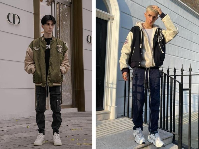 Phối áo Varsity Jacket cùng quần jogger khoẻ khoắn