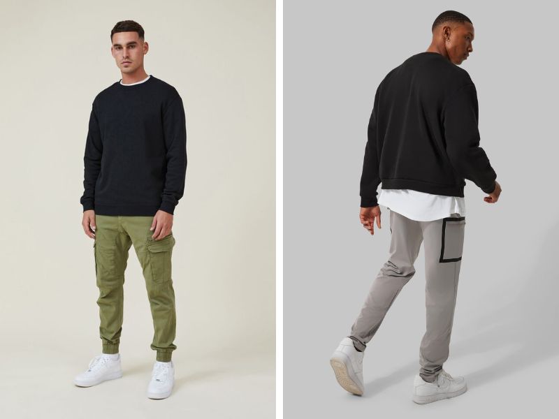 Phối đồ với quần túi hộp nam Jogger + Áo Sweater